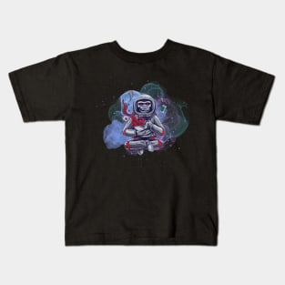 Monkey moon purple startdust in space Kids T-Shirt